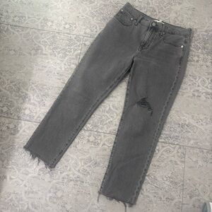 Madewell | Faded Black / Gray Vintage Wash Ankle Raw Hem Denim Jeans SZ 26 (P)